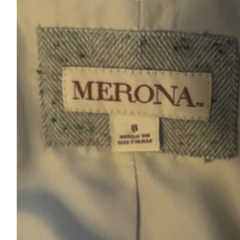 Women's Merona Gray Speckled Classy Preppy Work Career Jacket Blazer Size 8 - Picture 4 of 7
